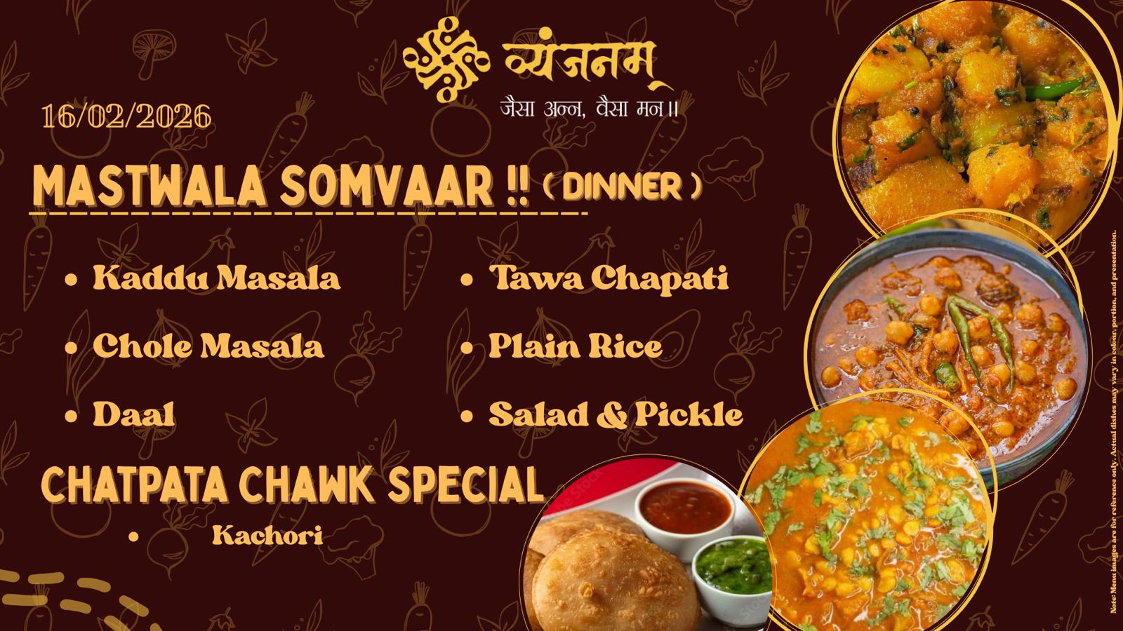 Mastwala Somvaar – Monday Dinner menu at Vyanjanam