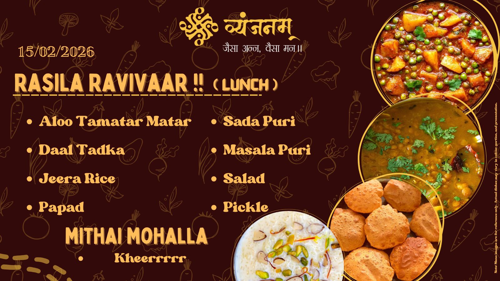 Rasila Ravivaar – Sunday Lunch menu at Vyanjanam