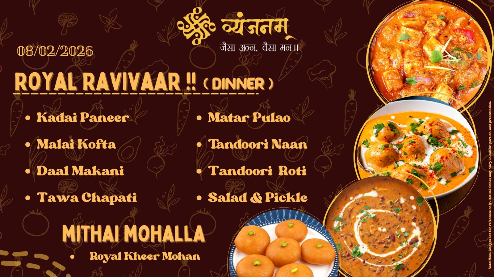 Royal Ravivaar – Sunday Dinner menu at Vyanjanam